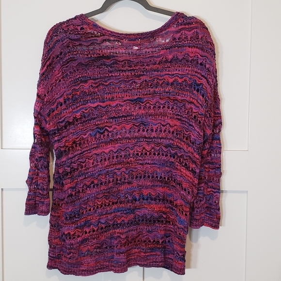Kensie Open Knit Sweater Pink Purple Blue Size Large - Picture 8 of 13